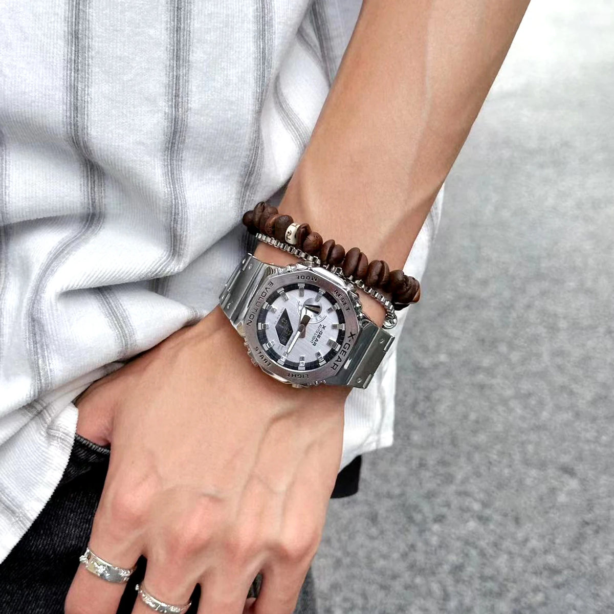 Men’s Dual Display Digital-Analogue Sports Watch – Stainless Steel Edition
