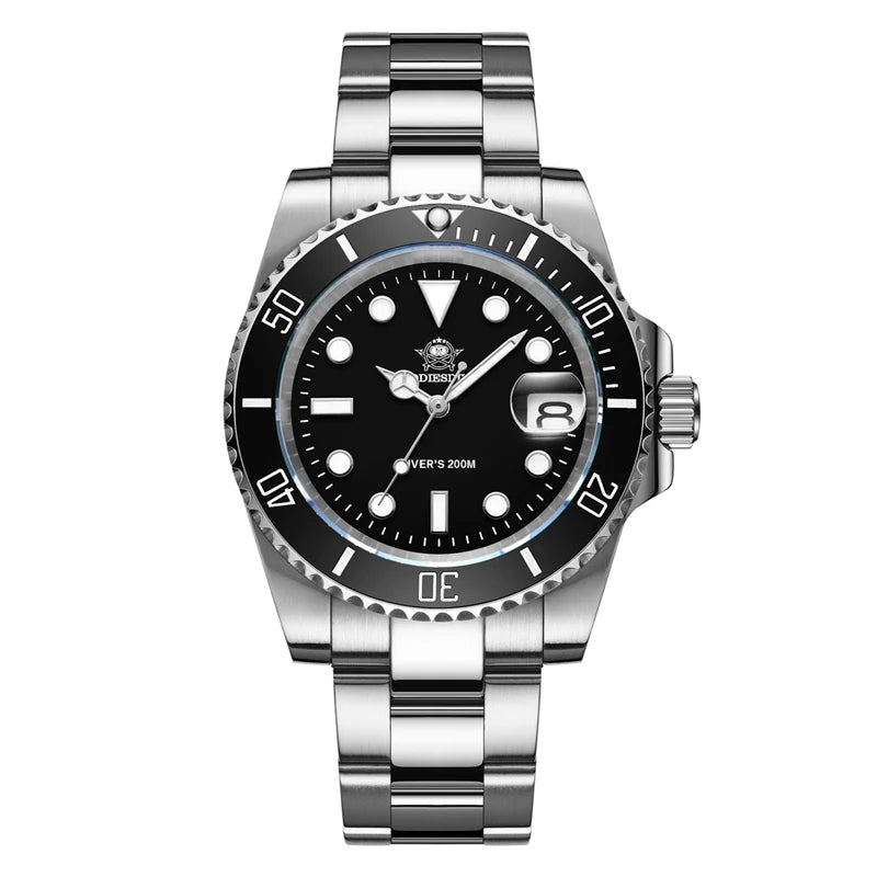 Men’s Stainless Steel Dive Watch – Quartz Date Edition