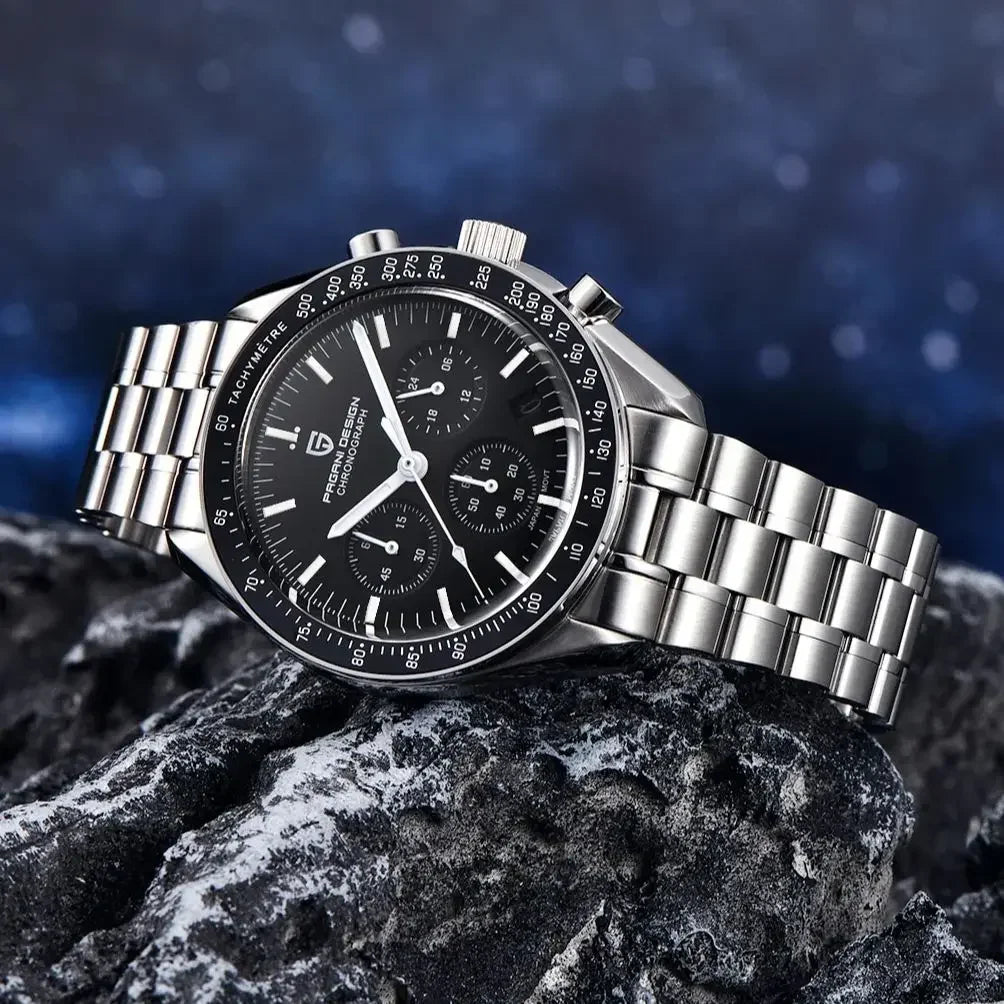 Men’s Chronograph Quartz Watch – Sapphire Crystal Stainless Steel Edition