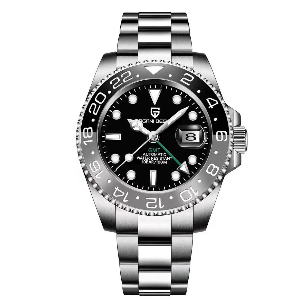 Men’s Automatic GMT Watch – Stainless Steel Dual Time Edition