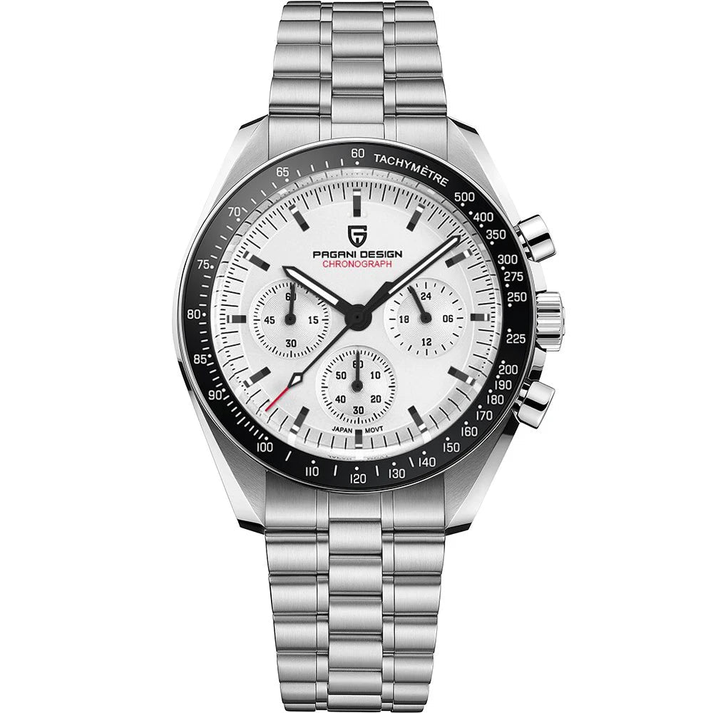 Men’s Chronograph Quartz Watch – Sapphire Crystal Stainless Steel Edition