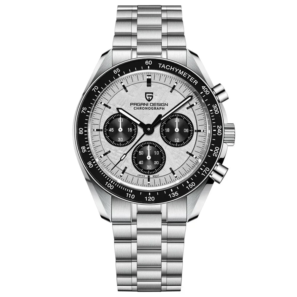 Men’s Chronograph Quartz Watch – Sapphire Crystal Stainless Steel Edition