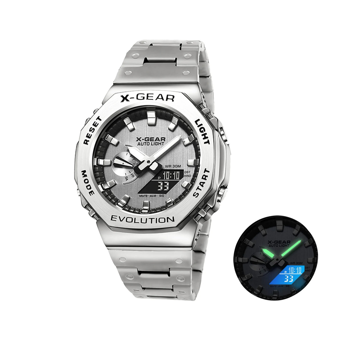 Men’s Dual Display Digital-Analogue Sports Watch – Stainless Steel Edition