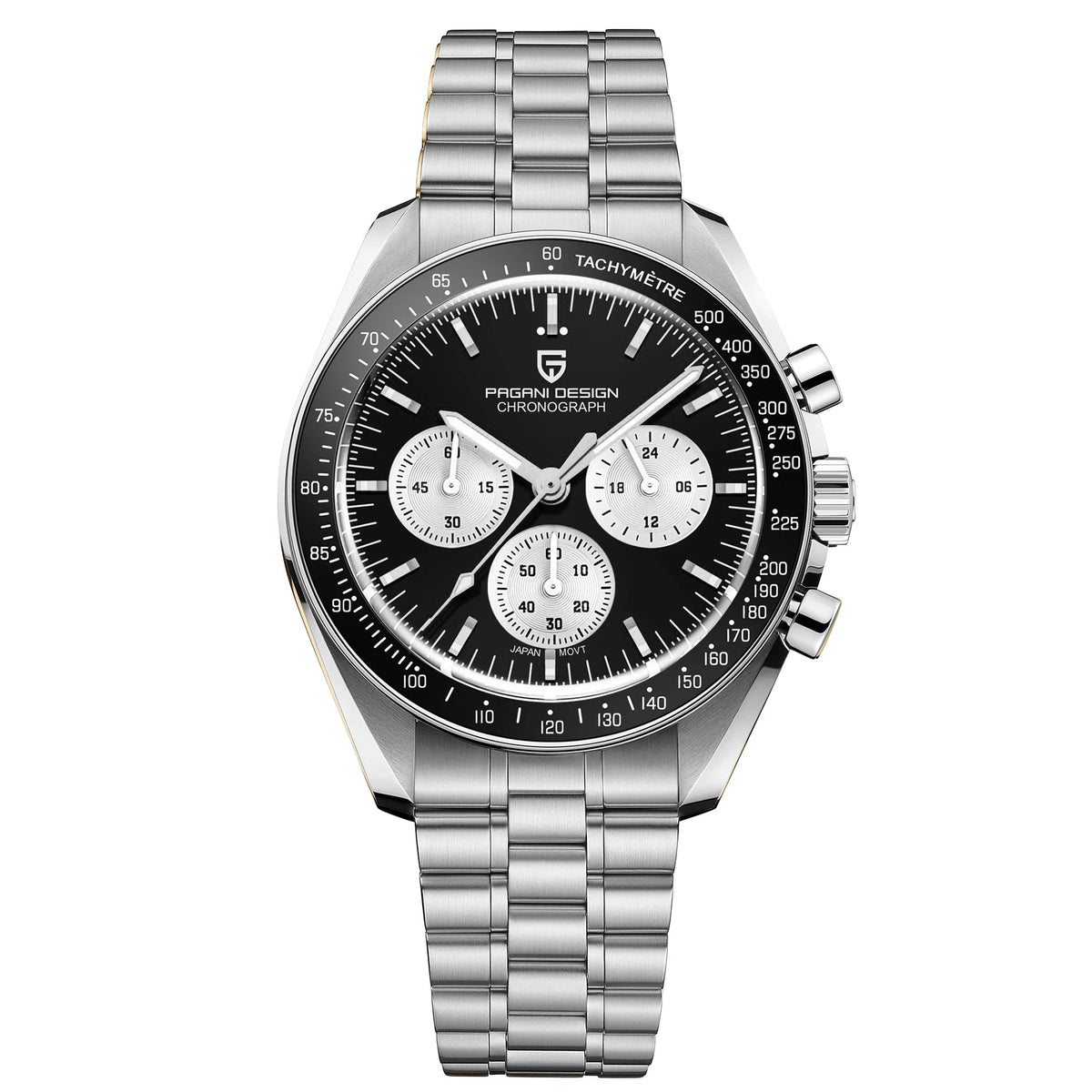 Men’s Chronograph Quartz Watch – Sapphire Crystal Stainless Steel Edition