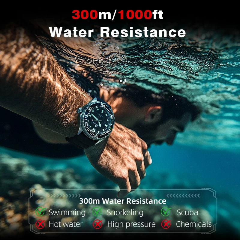 Men’s Solar Dive Watch – 300M Water Resistant Stainless Steel Edition
