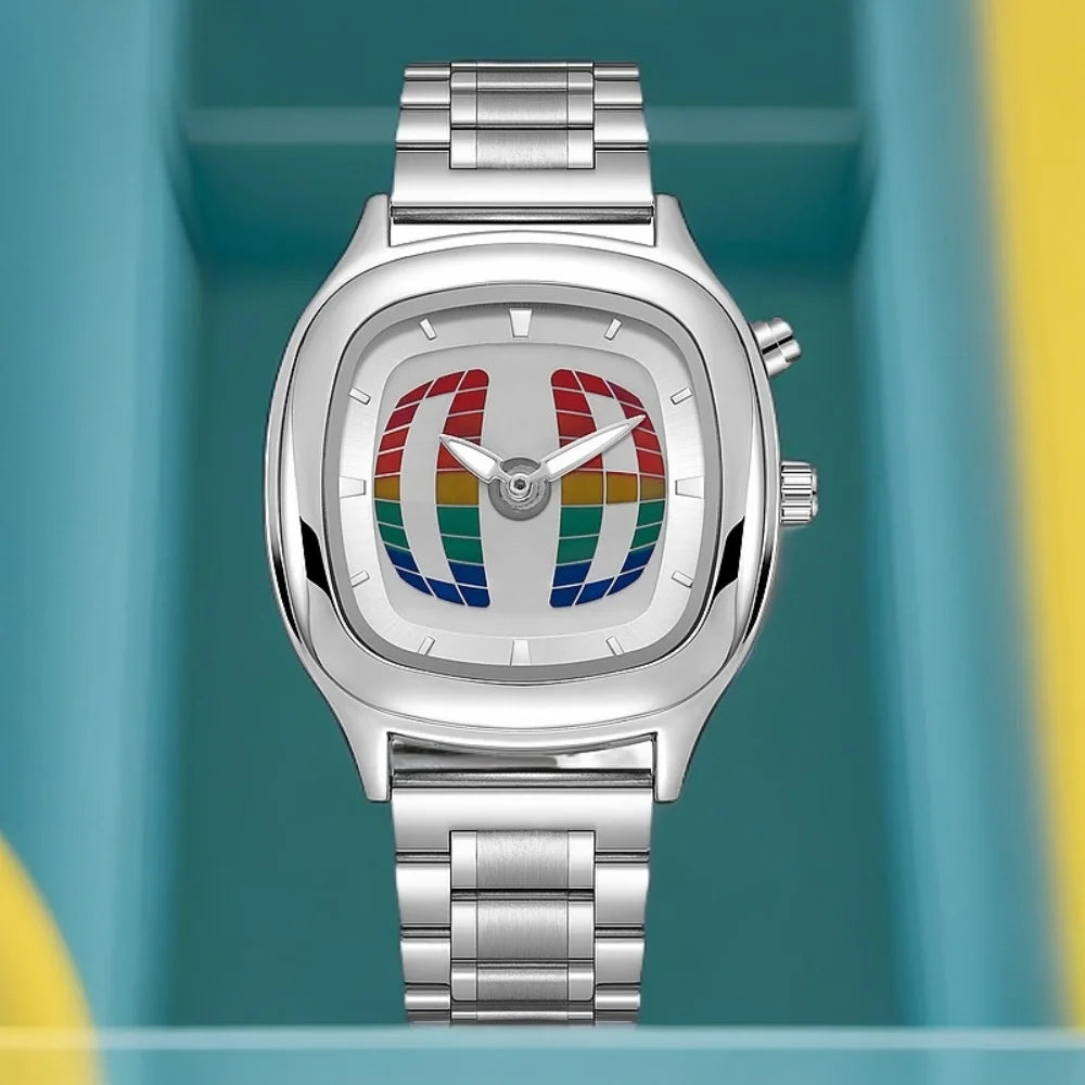 Men’s Dual Display Y2K Watch – Stainless Steel Retro Edition