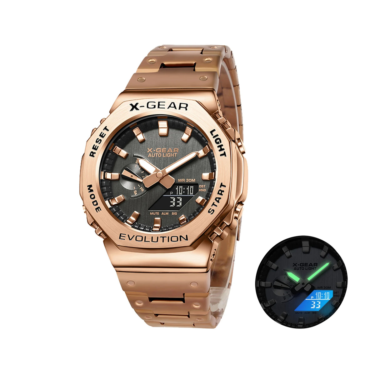 Men’s Dual Display Digital-Analogue Sports Watch – Stainless Steel Edition