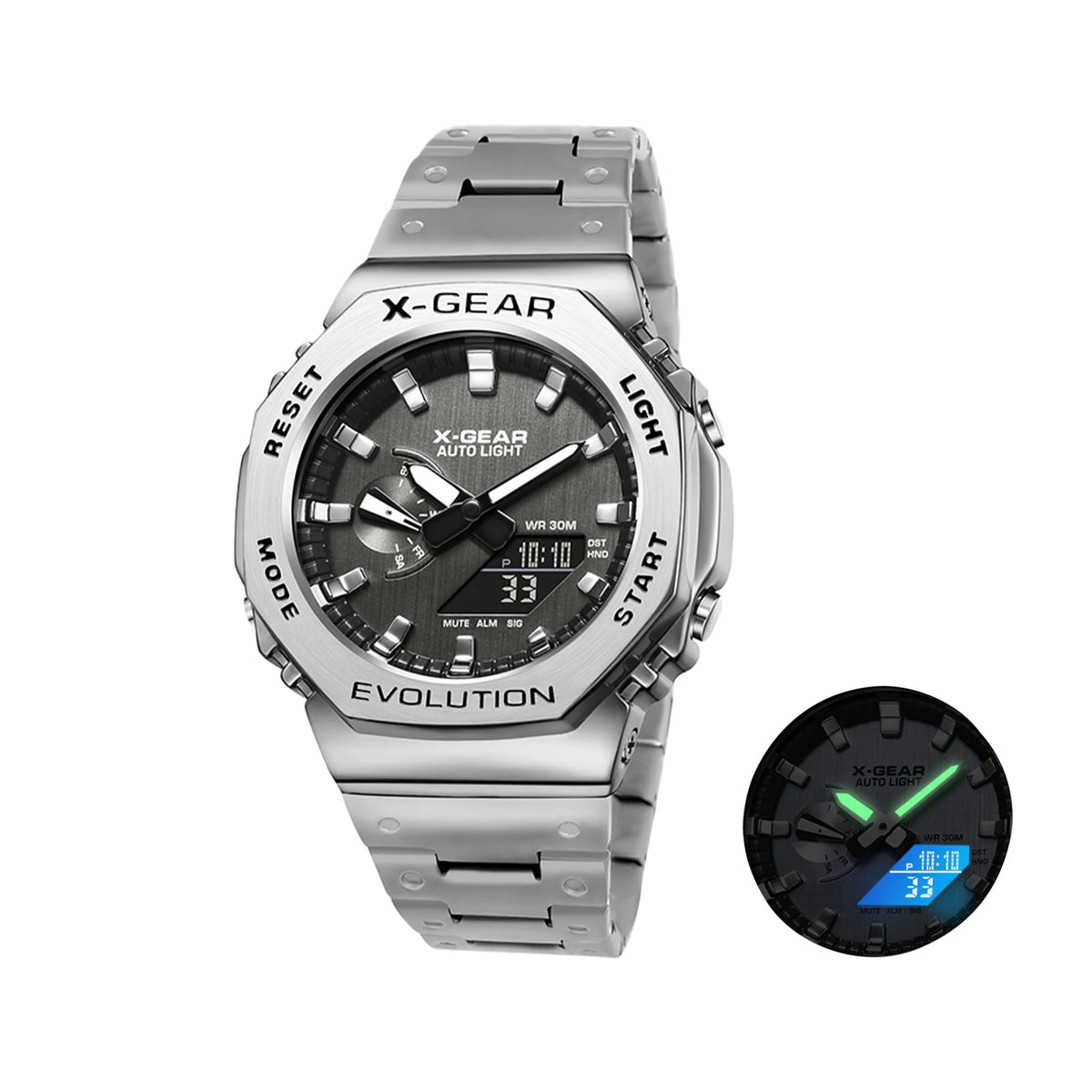 Men’s Dual Display Digital-Analogue Sports Watch – Stainless Steel Edition