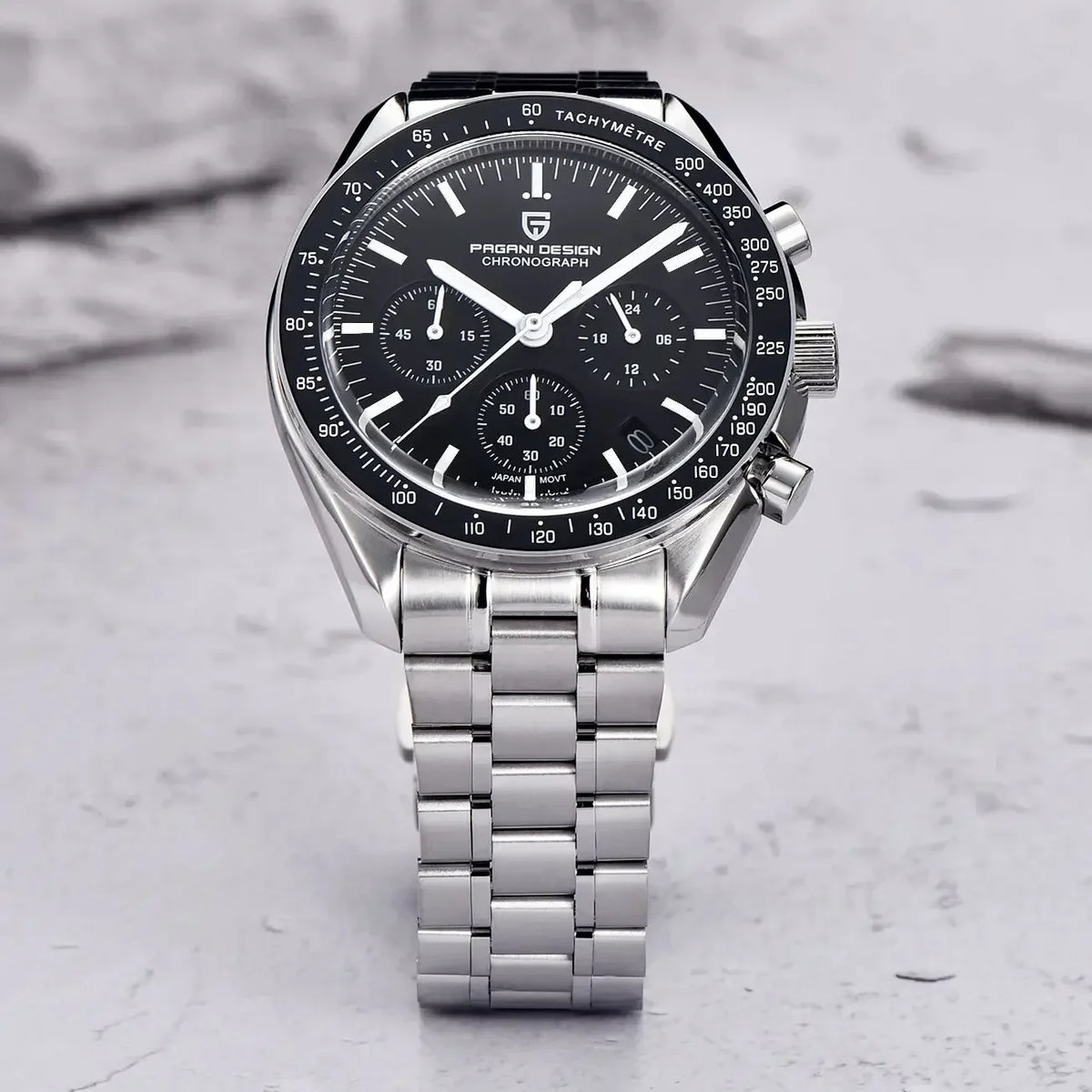 Men’s Chronograph Quartz Watch – Sapphire Crystal Stainless Steel Edition
