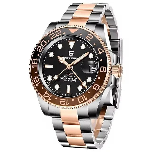 Men’s Automatic GMT Watch – Stainless Steel Dual Time Edition