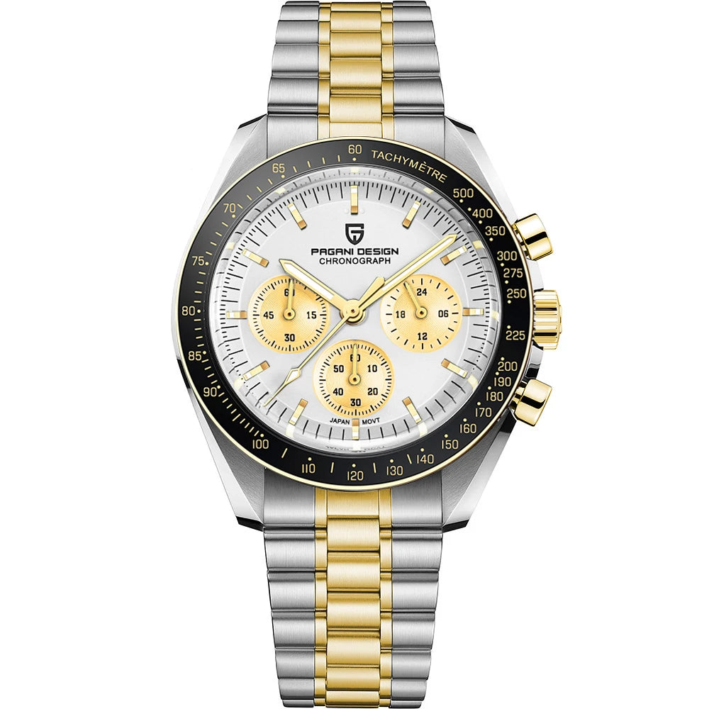 Men’s Chronograph Quartz Watch – Sapphire Crystal Stainless Steel Edition