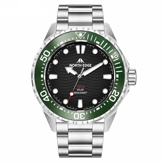 Men’s Solar Dive Watch – 300M Water Resistant Stainless Steel Edition