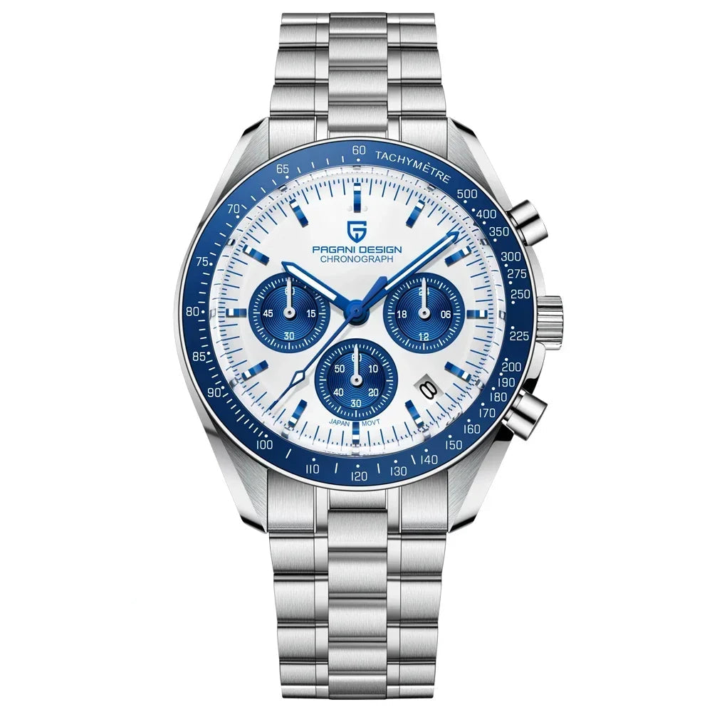 Men’s Chronograph Quartz Watch – Sapphire Crystal Stainless Steel Edition