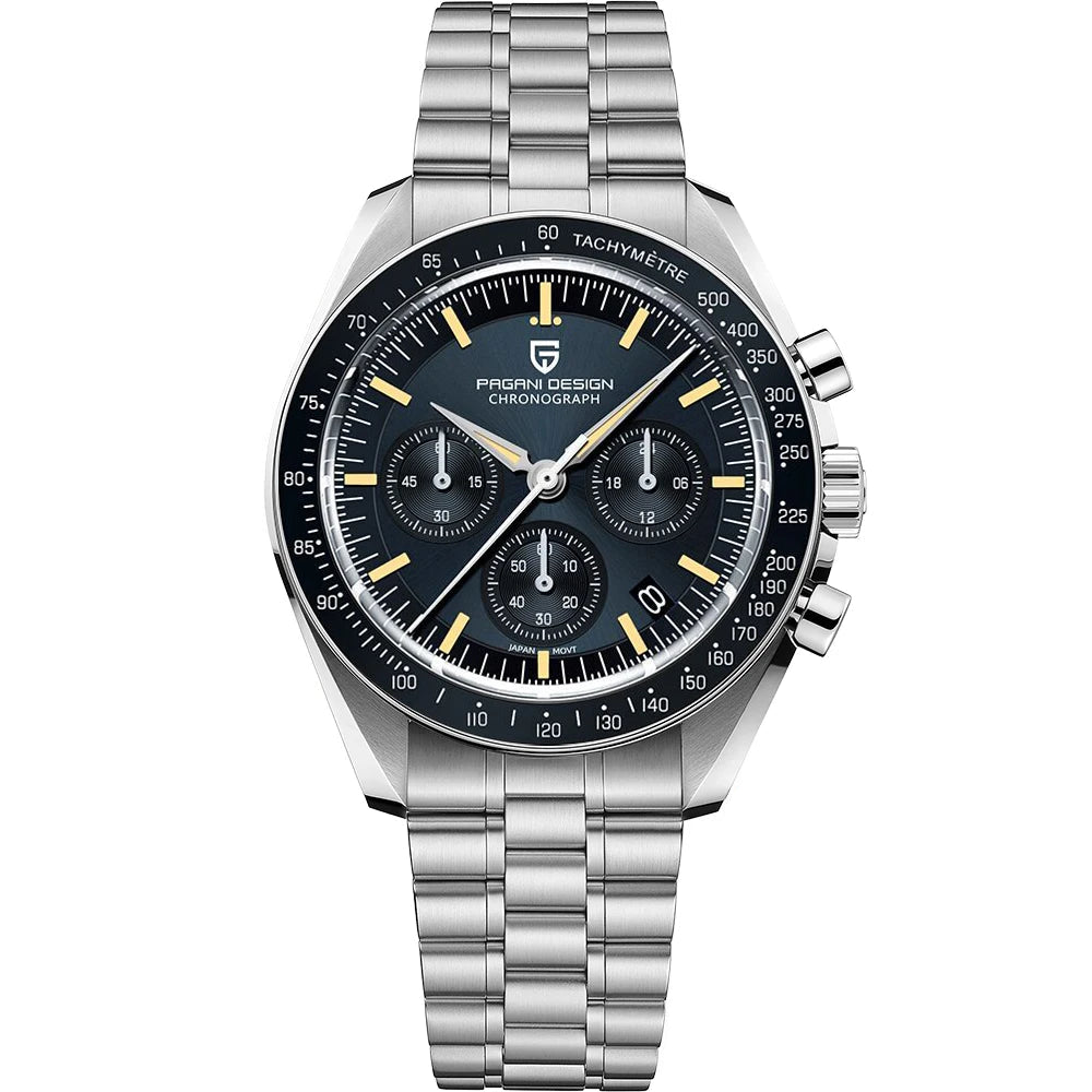 Men’s Chronograph Quartz Watch – Sapphire Crystal Stainless Steel Edition
