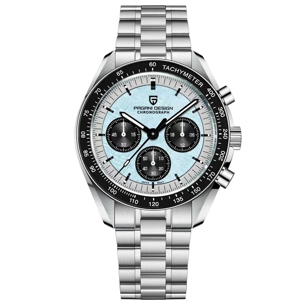 Men’s Chronograph Quartz Watch – Sapphire Crystal Stainless Steel Edition