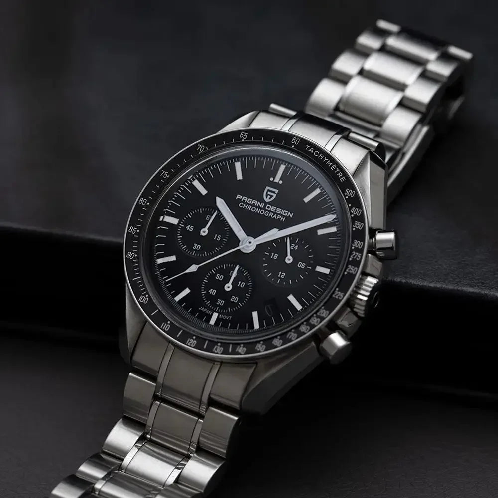 Men’s Chronograph Quartz Watch – Sapphire Crystal Stainless Steel Edition
