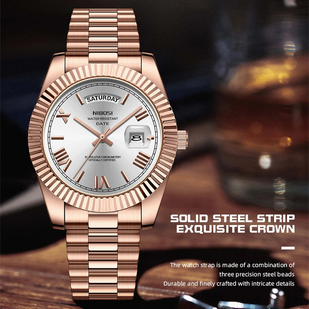 Men’s Day-Date Quartz Watch – Stainless Steel Classic Edition
