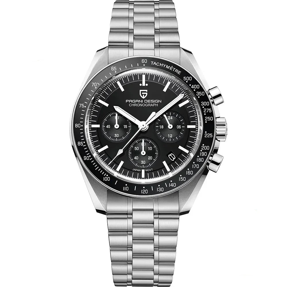 Men’s Chronograph Quartz Watch – Sapphire Crystal Stainless Steel Edition