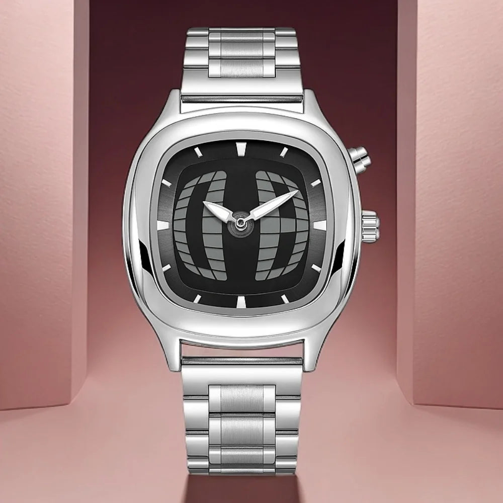 Men’s Dual Display Y2K Watch – Stainless Steel Retro Edition