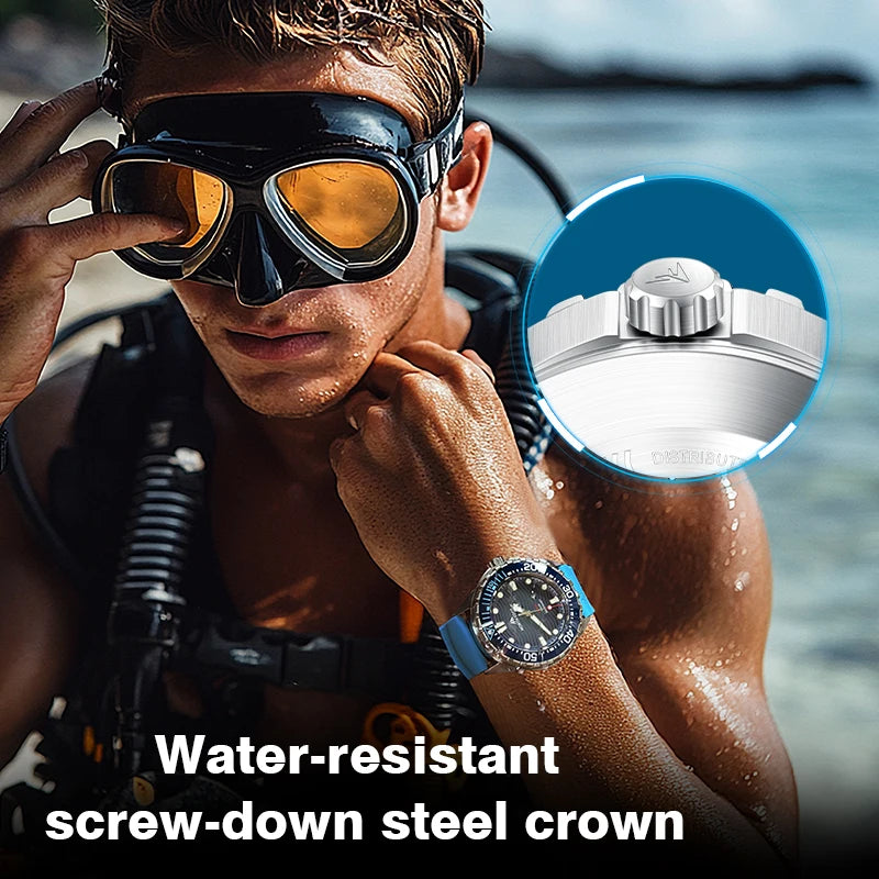 Men’s Solar Dive Watch – 300M Water Resistant Stainless Steel Edition