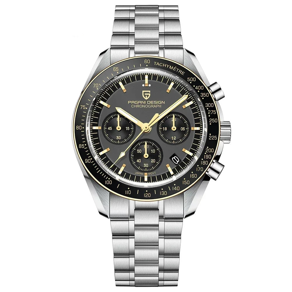 Men’s Chronograph Quartz Watch – Sapphire Crystal Stainless Steel Edition