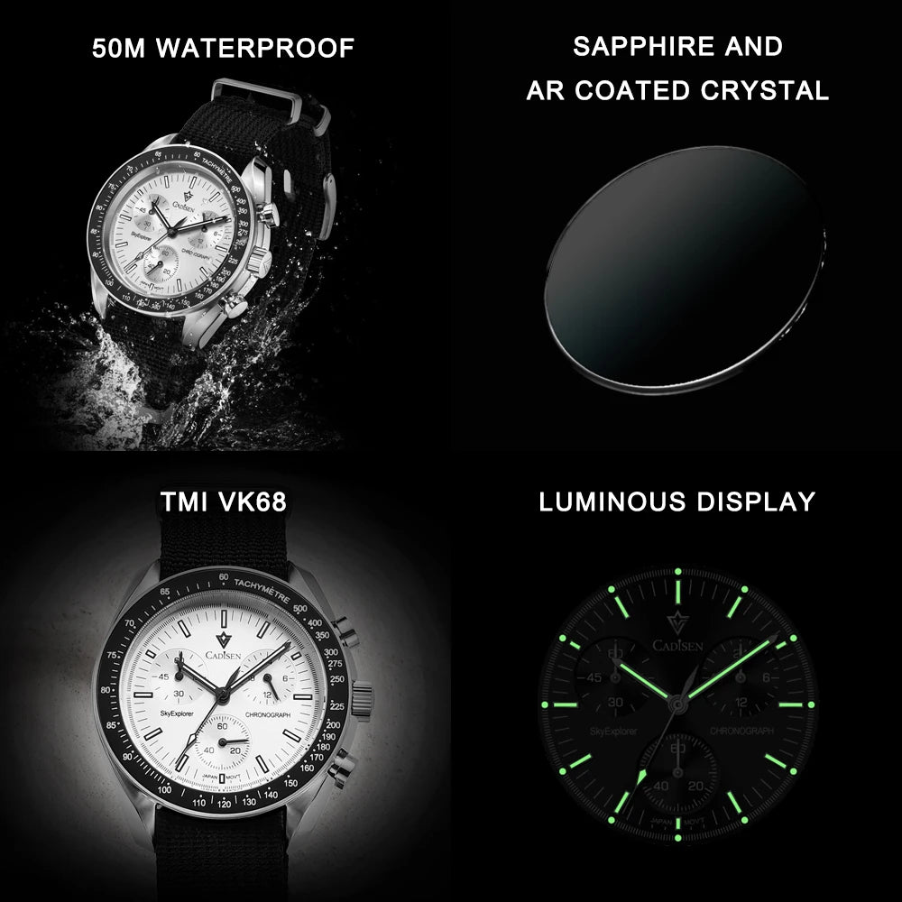 Men’s Sapphire Chronograph Watch – Canvas Strap Performance Edition